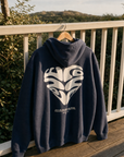 Love Above All Hoodie in Navy, back view | CarryTheCross
