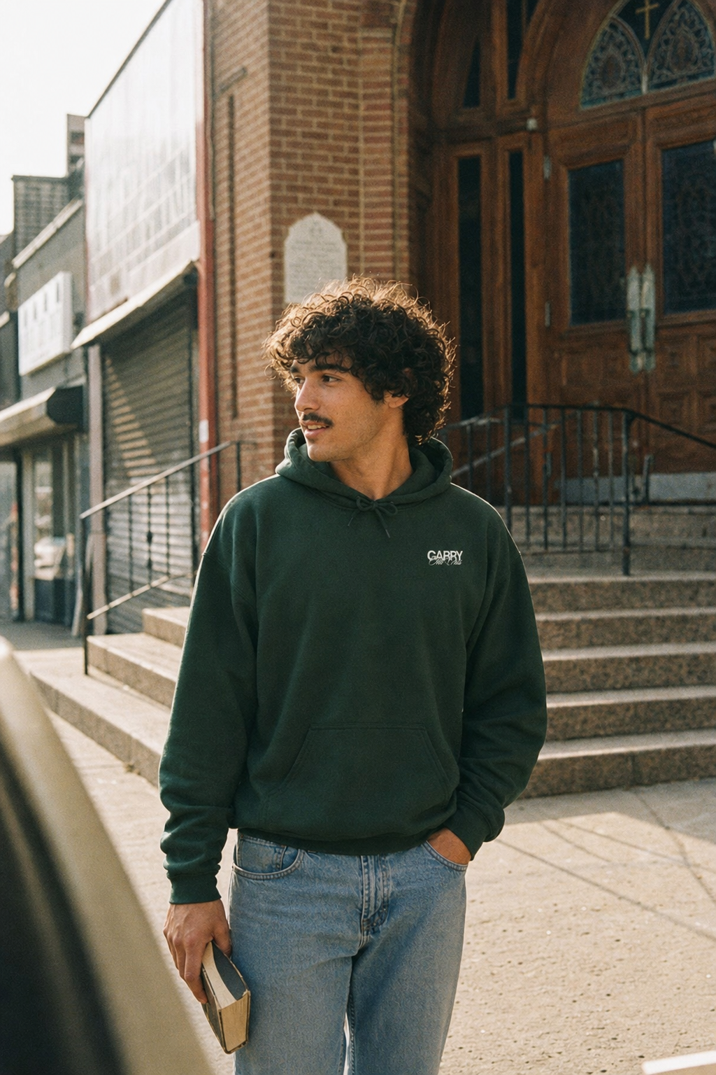 CTC approved model | pixels:44c737c5af96ba622ecdee8d24ba47b0f62e5ddd5a032d42654ff1f7730145f6 | CTC-010 | Break Bread Hoodie | color:Forest Green | side:front