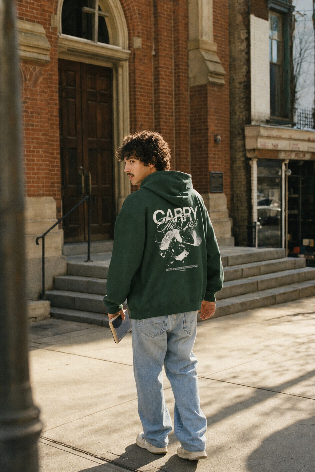 CTC approved model | CTC-011 | Break Bread Hoodie | color:Forest Green | side:back