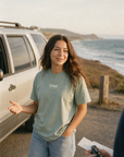 CTC approved model | pixels:80d297c17ad1f1f1d27e4a0f97793f60aef51dbad78cac0dde3a827a894e8f46 | CTC-034 | He Is Risen Tee | color:Bay | side:front