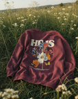 CTC approved model | pixels:3d1f22d243bf2aa68356f5bbc6cc7387e03bd5cda5d6c081a000ace930db6d9a | CTC-036 | He Is Risen Crewneck | color:Maroon | side:back
