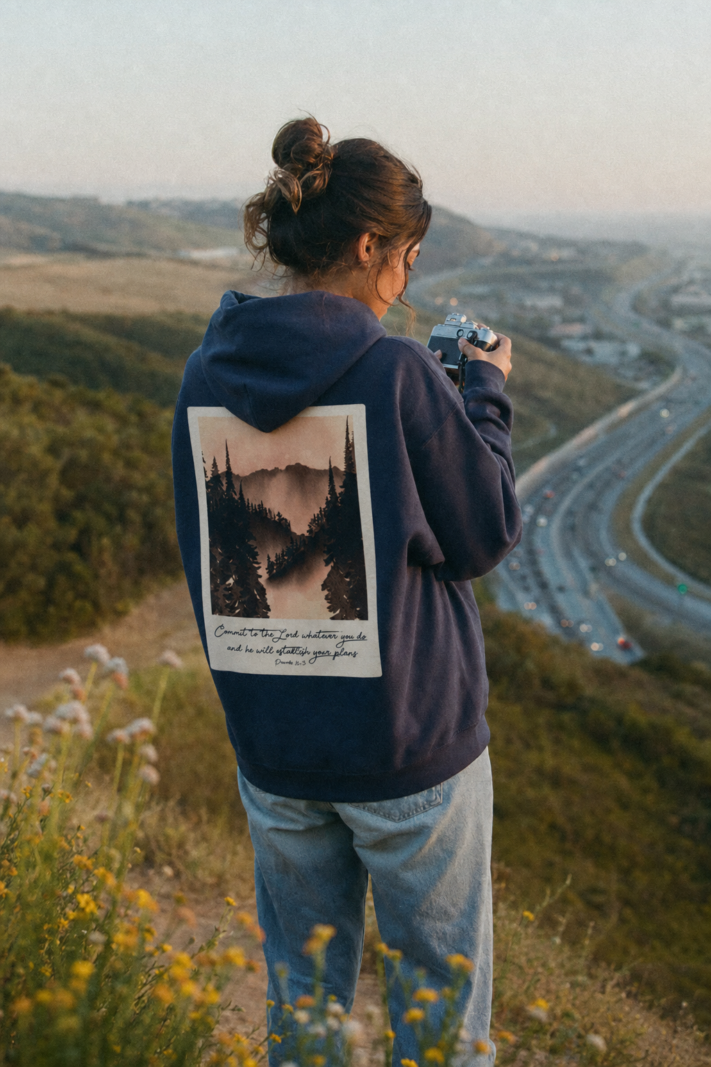 CTC approved model | CTC-058 | Proverbs 16:3 Hoodie | color:Navy | side:back