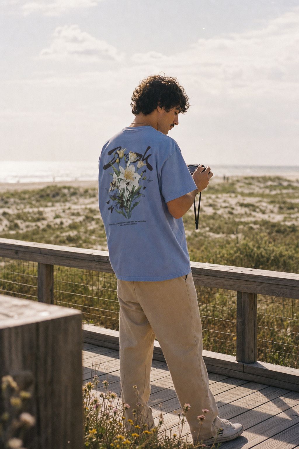 CTC approved model | CTC-070 | Break Tee | color:Washed Denim | side:back