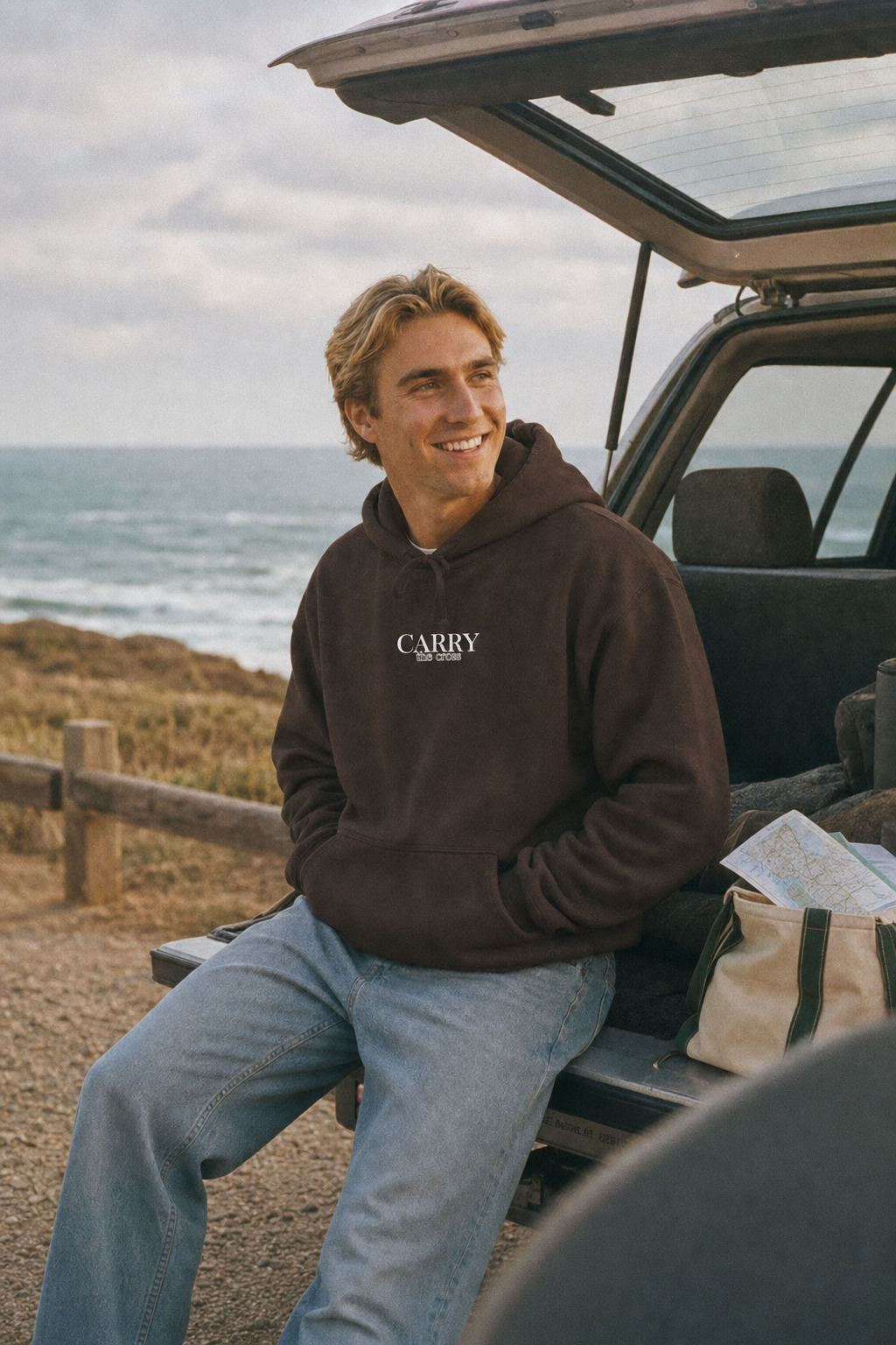 CTC approved model | CTC-085 | Romans 8:31 Hoodie | color:Dark Chocolate | side:front