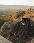 Joshua 1:9 Hoodie in Dark Chocolate, front view | CarryTheCross