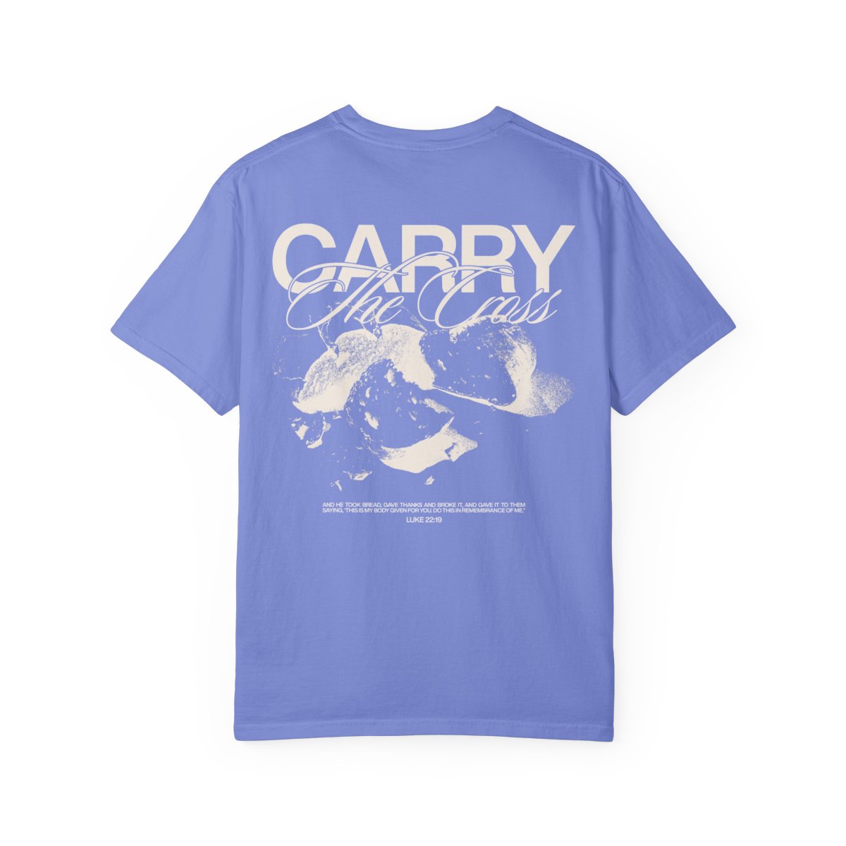 Printify mockup | Break Bread Tee | color:Flo Blue | side:back