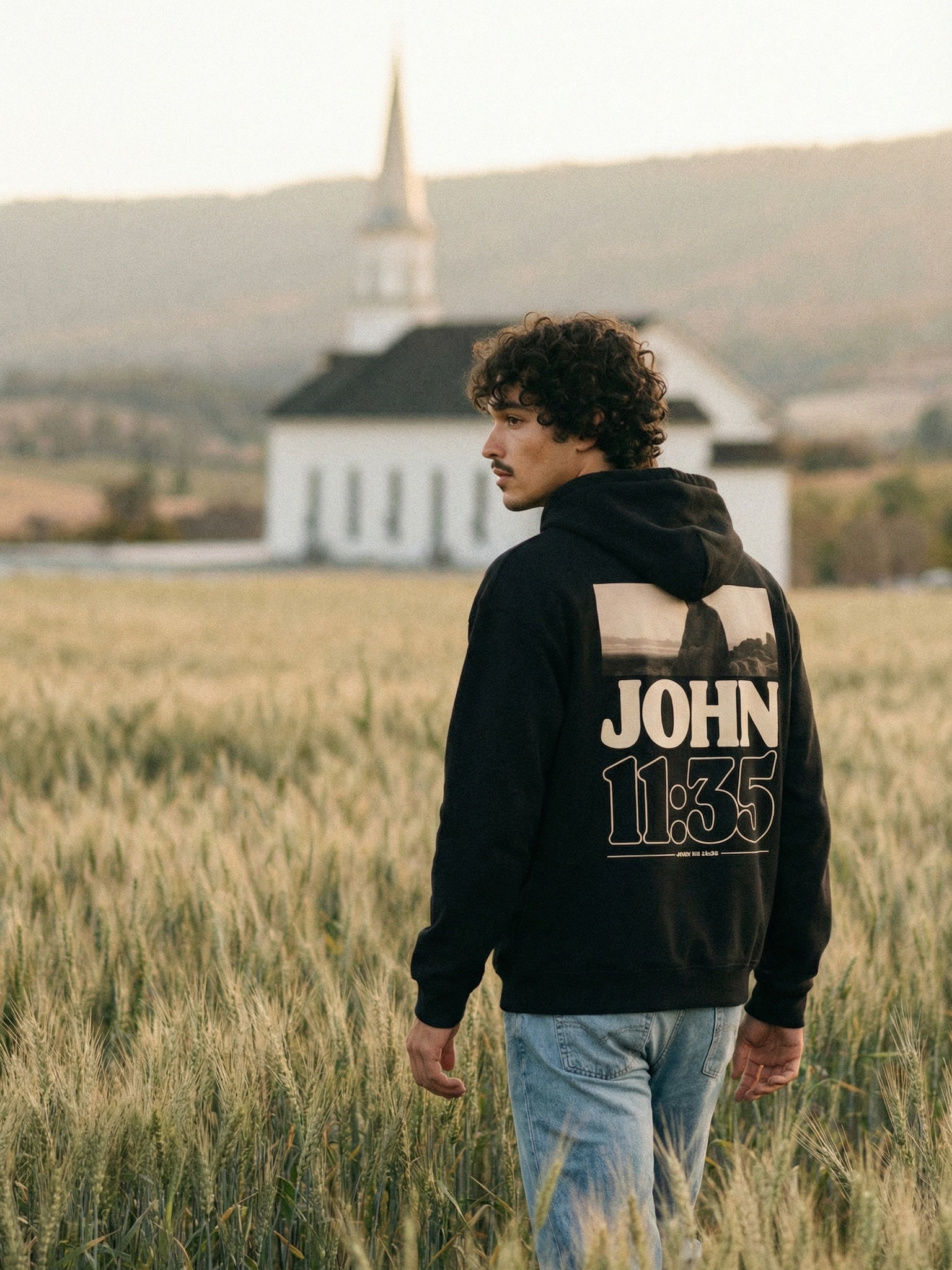 CTC approved original | pixels:680d058cfb62ac6d1896171f982dc15e1a939007eb81fe7a4f3c7272523ca1f3 | Jesus Wept Hoodie | source:curly_jesus-wept-hoodie_church-field.jpeg | side:back