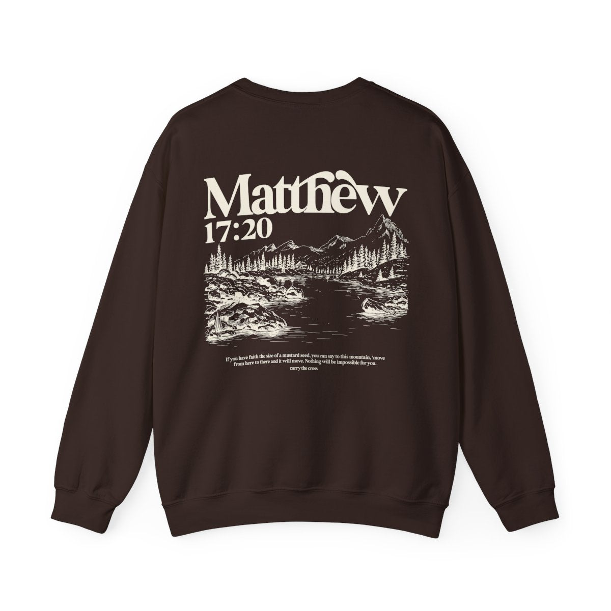 Matthew 17:20 Crew — Dark Chocolate, back
