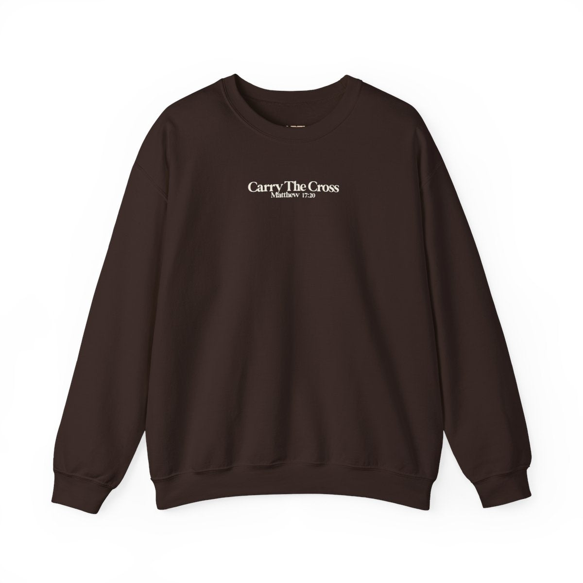 Matthew 17:20 Crew — Dark Chocolate, front