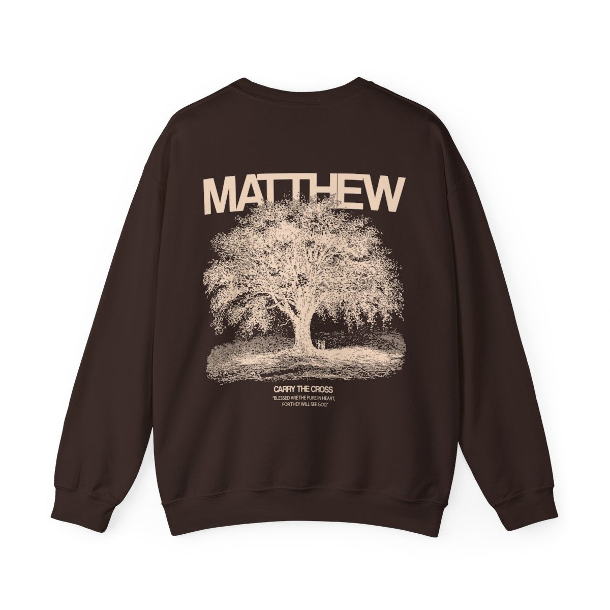 Matthew 5:3 Crew — Dark Chocolate, back